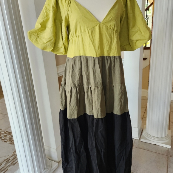 NWT ❗️ wishing waves olive green and black long dress small size - Picture 4 of 15